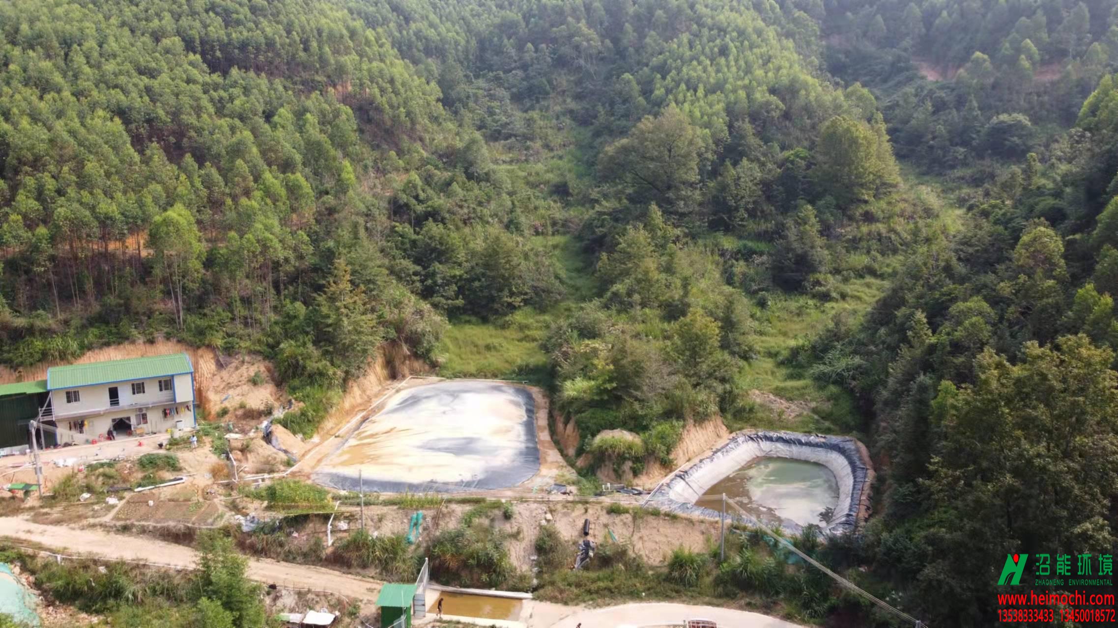 廣東梅州市五華3000立方黑膜沼氣池+1000立方氧化塘