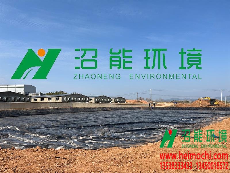 湖北孝感安陸10000立方黑膜沼氣工程黑膜沼氣池封頂